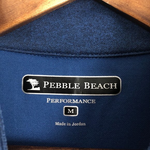 Pebble Beach Men's Size Medium Performance Blue Half Zip Golf Pullover - Picture 6 of 8
